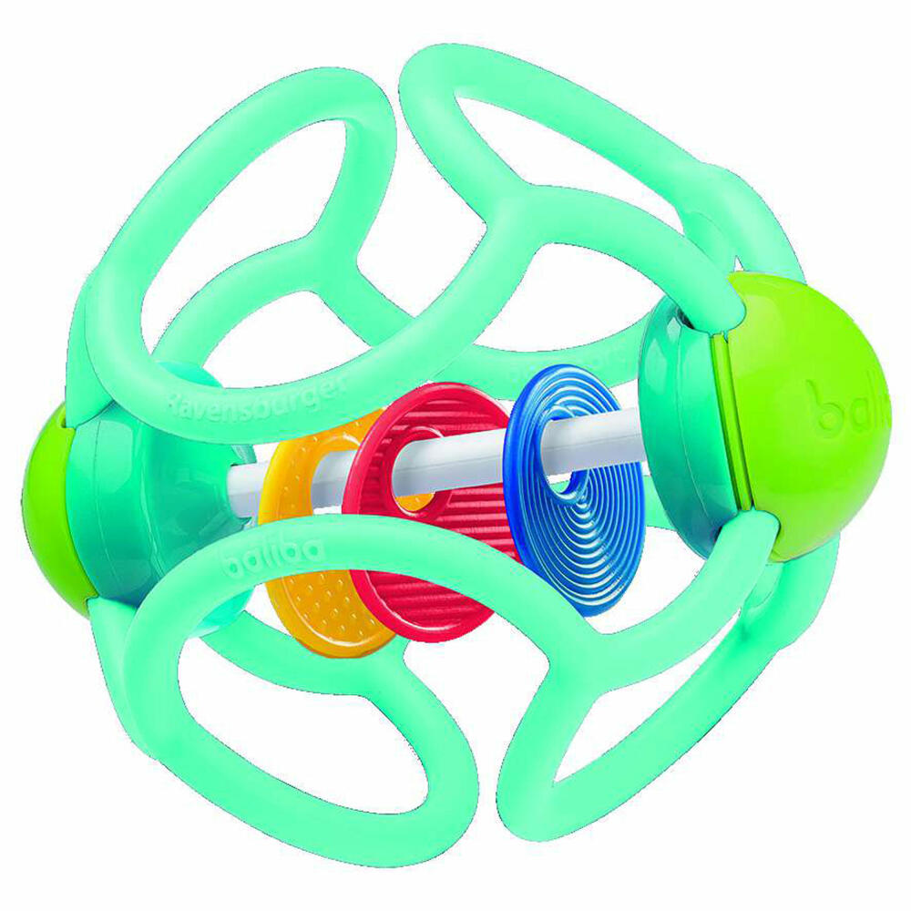Ravensburger ministeps baliba rattle ball, rattle ball, grasping toy, biting ball, gripping ball, biting aid, toy, silicone, turquoise, 04152