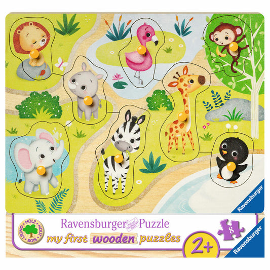 Ravensburger Puzzle On the Way to the Zoo, My First Wooden Puzzles, Children's Puzzle, Laying Game, Children's Game, Puzzle Game, 8 Pieces, 03687 5