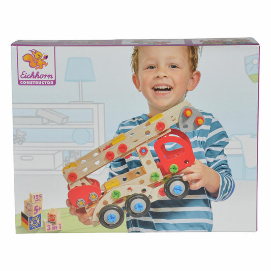 Eichhorn Constructor Fire Engine Set, 155 pcs., Construction Kit, Construction Set, Construction Kit, Children's Toy, Wood, 100039085