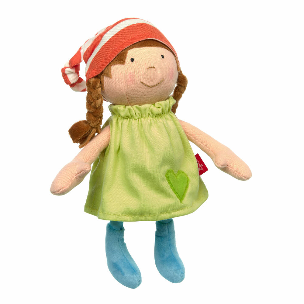 sigikid Softdolls Puppe Klein, Stoffpuppe, Kuschelpuppe, Spielpuppe, Grün, 24 cm, 39410