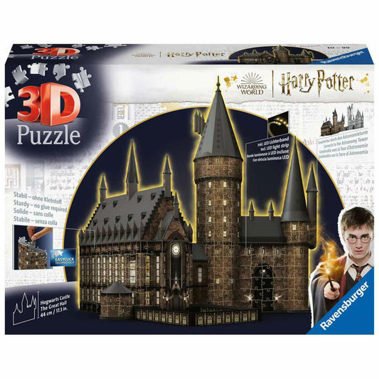 Ravensburger 3D Puzzle Hogwarts Castle Great Hall Night Edition, Puzzles, Schloss, 540 Teile, ab 10 Jahren, 11550