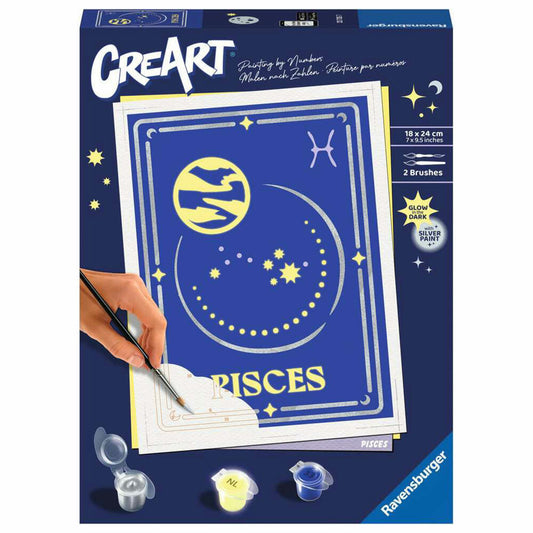 Ravensburger CreArt Sternzeichen Zodiac Sign Fische, Malen nach Zahlen, Malset, Malvorlage, Malen, 23735