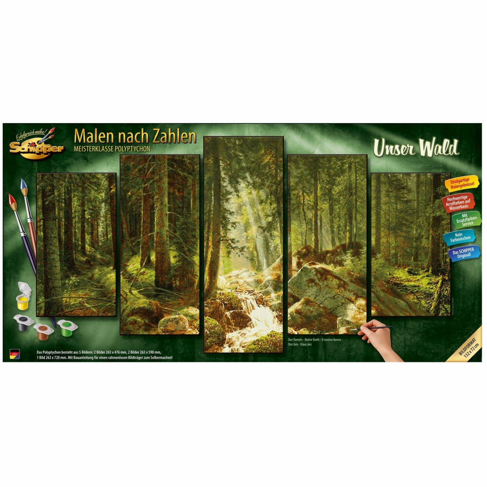 Schipper Malen nach Zahlen Unser Wald, Meisterklasse Polyptychon, Malvorlage, Wandbild, Maltafel, 609450832