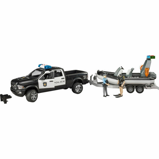 Bruder RAM 2500 Police Pickup, with Trailer and Boat, Model Vehicle, Model Vehicle, Toy, 2507