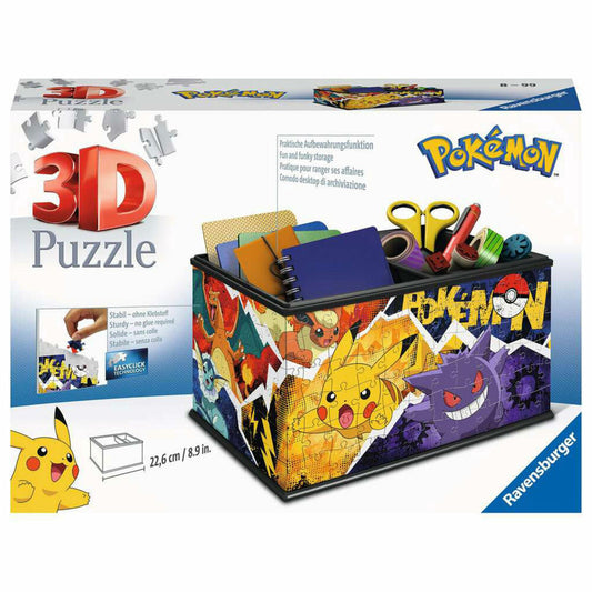 Ravensburger 3D-Puzzle Aufbewahrungsbox Pokémon, 3D Puzzle, Kinderpuzzle, Utensilo, 216 Teile, 11546