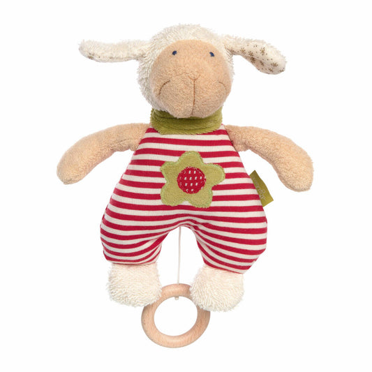 Sigikid Green Organic Spieluhr Schaf, Kinderspieluhr, Spiel Uhr, Einschlafhilfe, Baumwolle, Rot, 25 cm, 39055