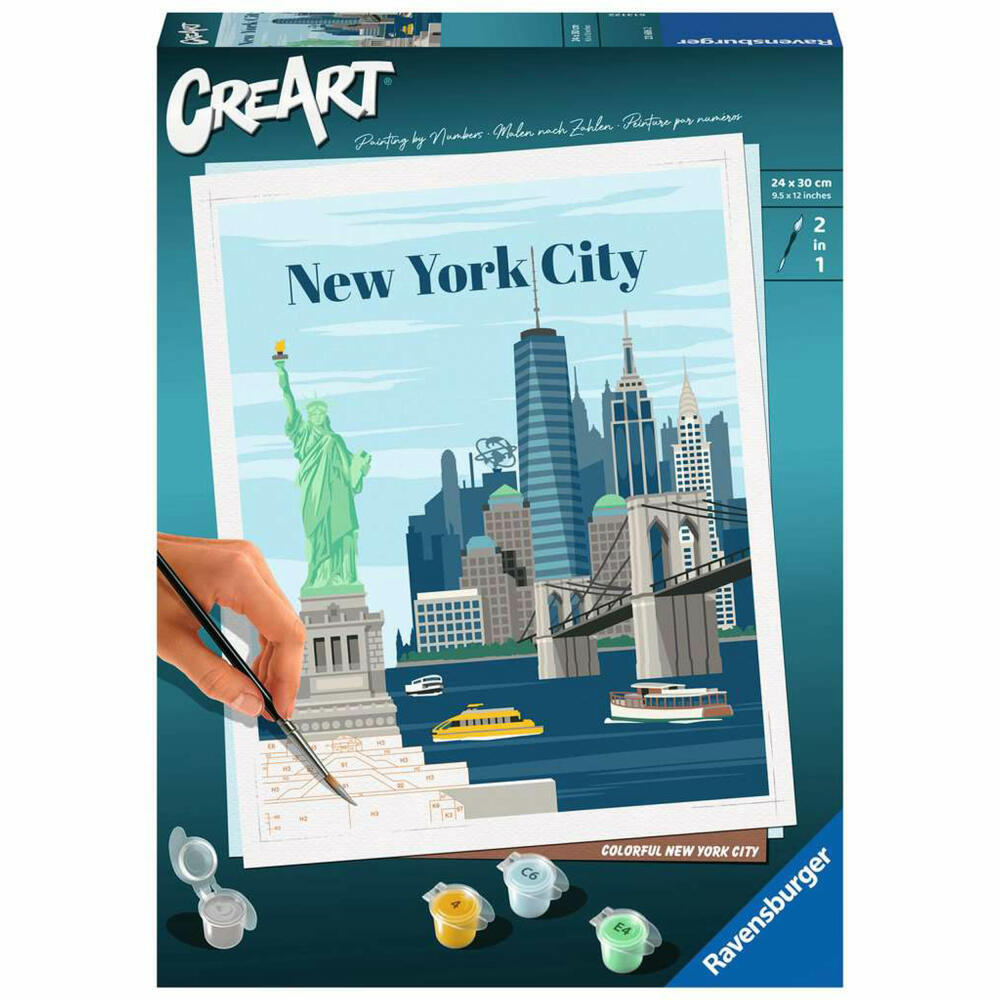 Ravensburger CreArt Colorful New York City, Paint by Numbers, Painting Set, Coloring Page, Painting, 23686