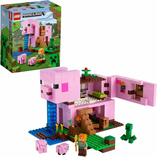 LEGO Minecraft Das Schweinehaus, 490-tlg., Bauset, Konstruktionsset, Bausteine, Spielzeug, ab 8 Jahre, 21170