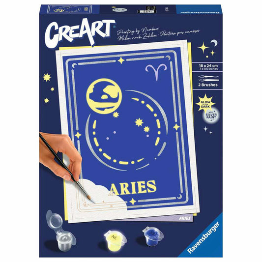 Ravensburger CreArt Sternzeichen Zodiac Sign Widder, Malen nach Zahlen, Malset, Malvorlage, Malen, 23736