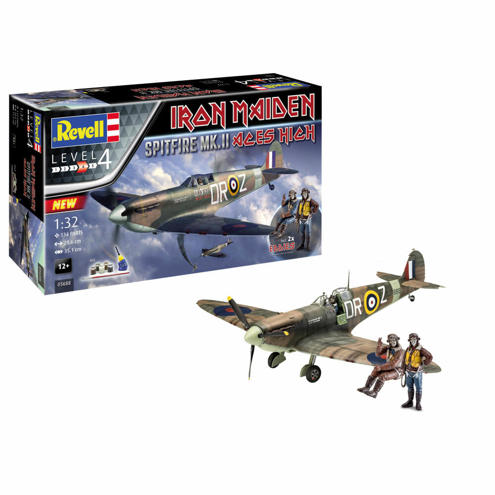 Revell model kit gift set Spitfire Mk.II Aces High Iron Maiden, aircraft, model kit, 134 parts, from 12 years, 05688