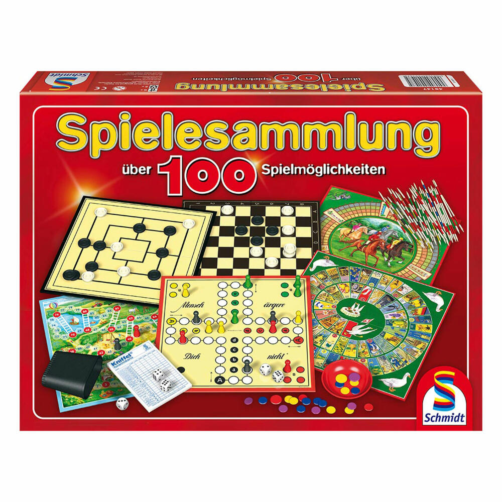 Schmidt Spiele Spielesammlung, 100 Spielmöglichkeiten, Spiel Sammlung, 2 bis 6 Spieler, 49147