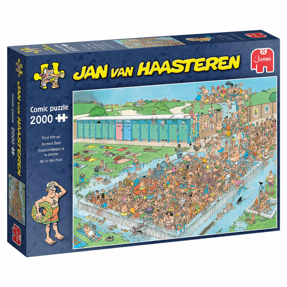 Jumbo Spiele Jan van Haasteren - Ab in den Pool, Puzzle, Erwachsenenpuzzle, Puzzlespiel, 2000 Teile, 20040