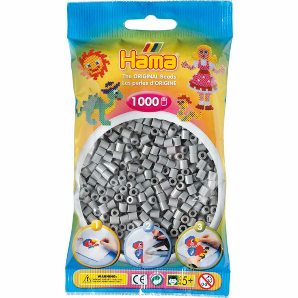 Hama iron-on beads, grey, 1,000 pieces