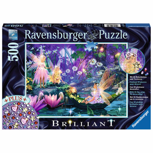 Ravensburger Puzzle In the Fairy Forest, Special Series Brilliant, Adult Puzzle, Premium Puzzle, With Decorative Stones, 500 Pieces, 14882 0
