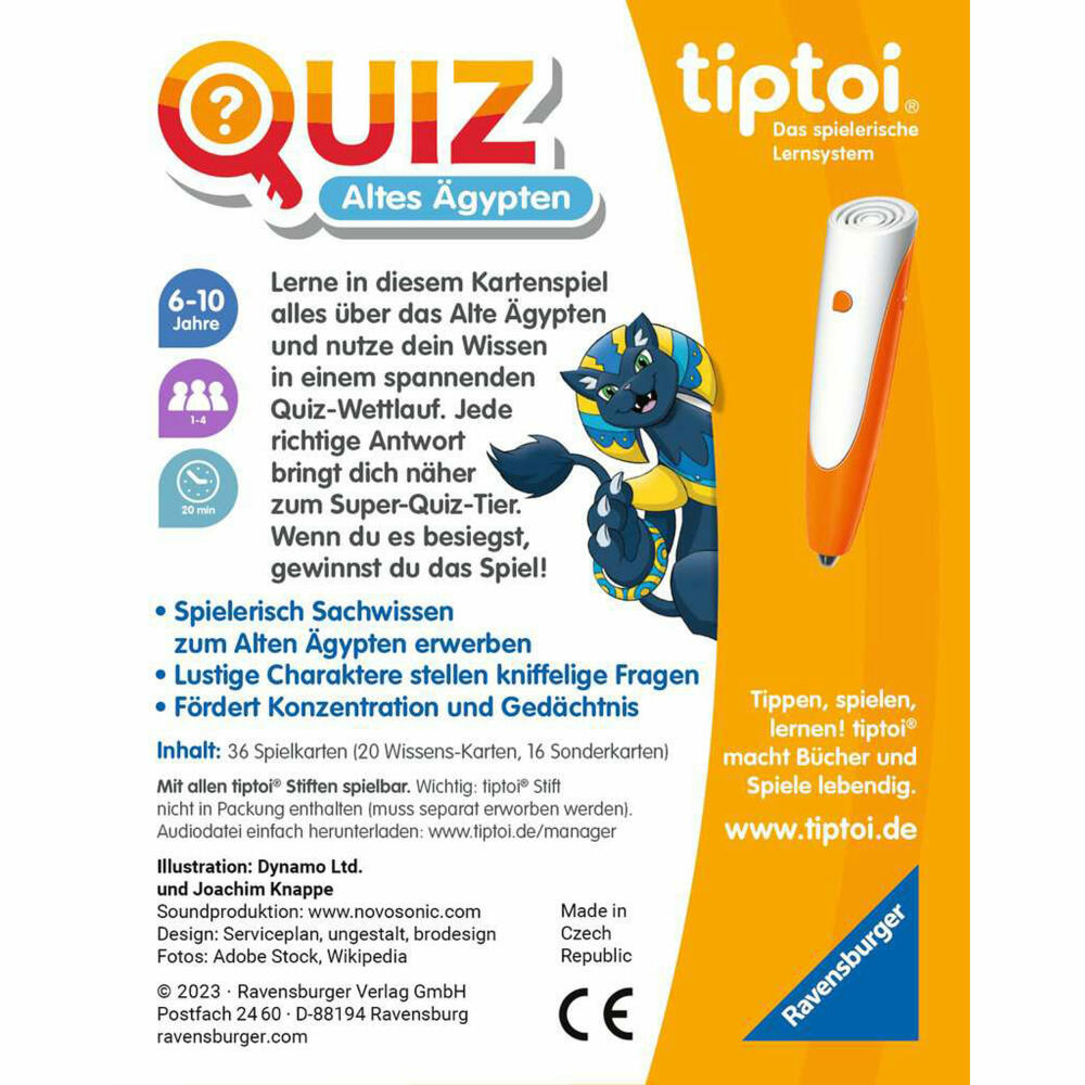Ravensburger tiptoi Quiz Ancient Egypt, quiz game, knowledge game, card game, educational game, children, 00166