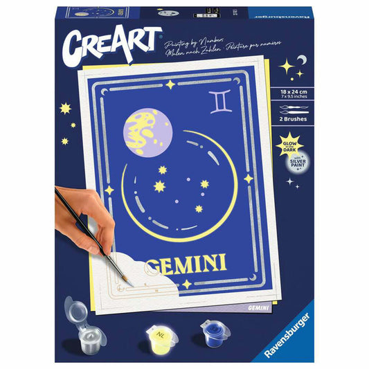 Ravensburger CreArt Sternzeichen Zodiac Sign Zwillinge, Malen nach Zahlen, Malset, Malvorlage, Malen, 23742