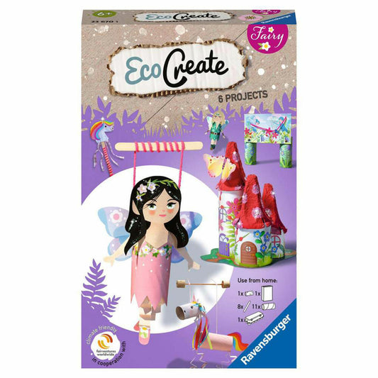 Ravensburger EcoCreate Sparkle with the Fairies, Bastelset, Kreativset, Bastel Set, Kinder, Upcycling, Basteln, 23670