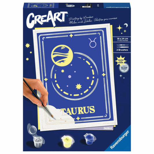 Ravensburger CreArt Sternzeichen Zodiac Sign Stier, Malen nach Zahlen, Malset, Malvorlage, Malen, 23734