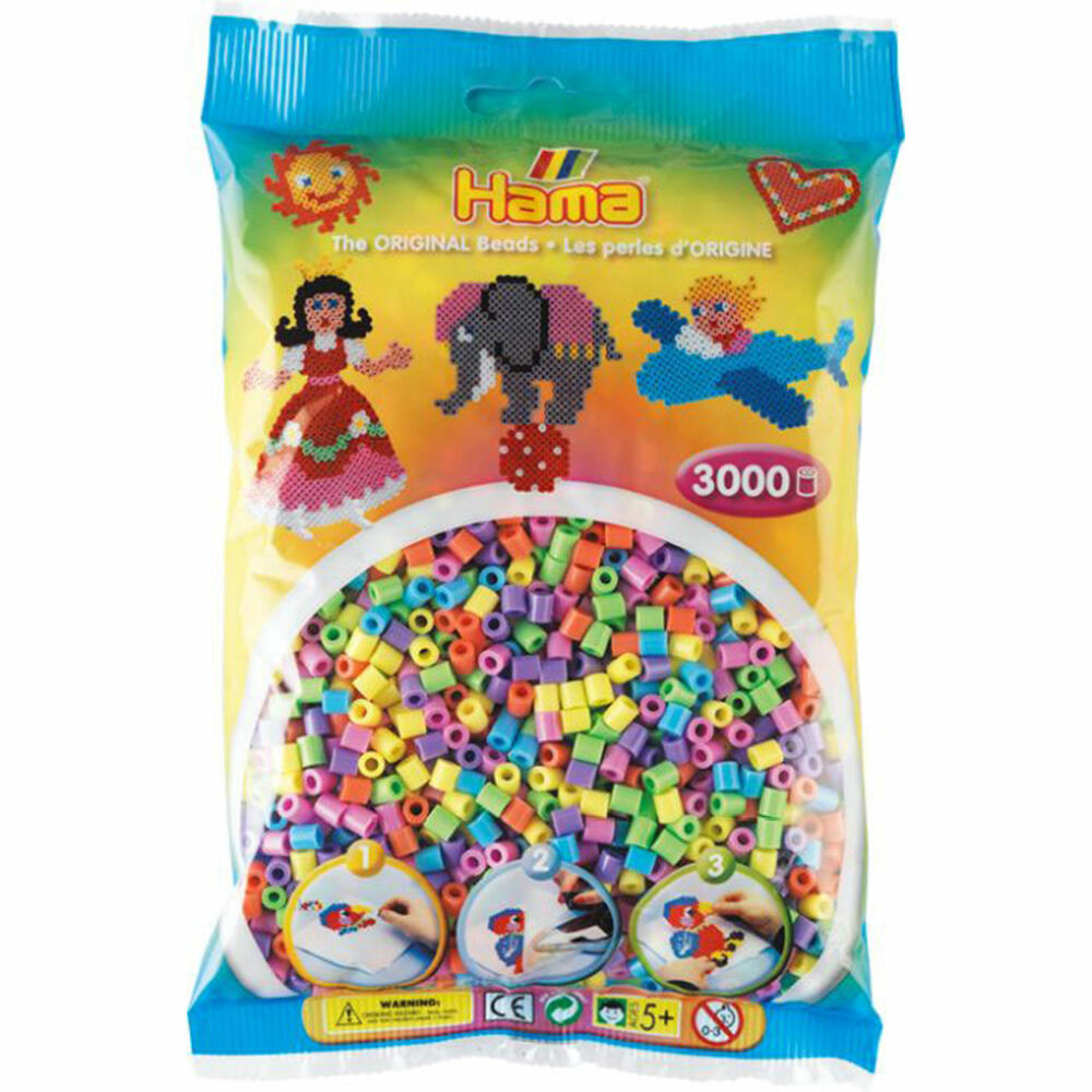 Hama Bügelperlen Midi - Pastell Mix 3000 Perlen (6 Farben)