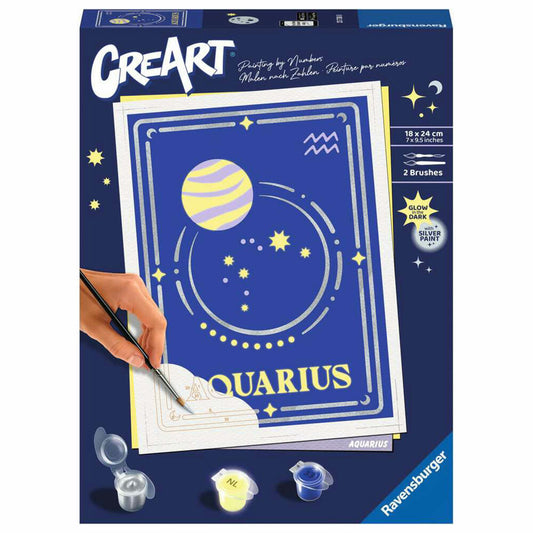 Ravensburger CreArt Sternzeichen Zodiac Sign Wassermann, Malen nach Zahlen, Malset, Malvorlage, Malen, 23738