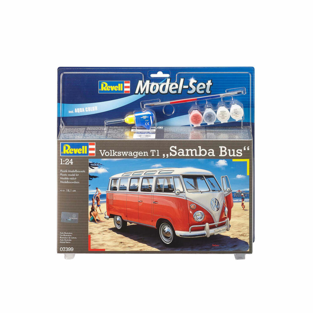 Revell Model Set VW T1 Samba Bus, VW-Bus, Modellbausatz mit Farben und Kleber, 173 Teile, ab 12 Jahren, 67399