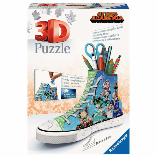 Ravensburger 3D Puzzle Sneaker My Hero Academia, Utensilo, Pencil Holder, Puzzles, 108 Pieces, from 8 Years, 11567