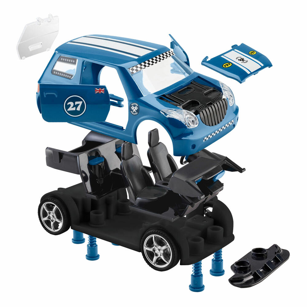 Revell Junior Kit Pull Back Rallye Car, Rennauto, Blau, Modellbausatz für Kinder, 36 Teile, ab 4 Jahren, 00834