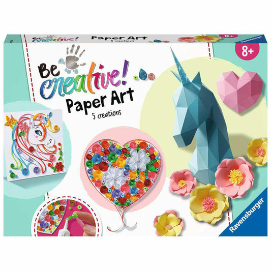 Ravensburger BeCreative Paper Art Flowers & Unicorn, Quilling, Bastelset, Bastel Set, Basteln, 18236