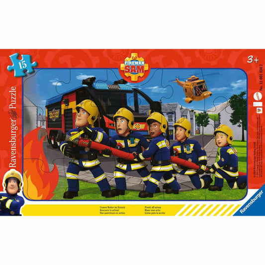 Ravensburger Feuerwehrman Sam Unsere Retter im Einsatz, 15 Teile, Rahmenpuzzle, Puzzle, Kinder, 12001030