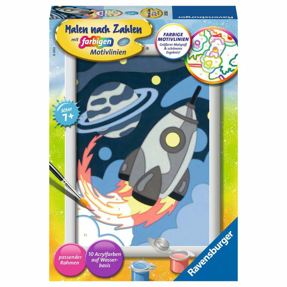 Ravensburger Paint by Numbers Space Adventure, Coloring Page, Painting Set, Painting, Children, 20292