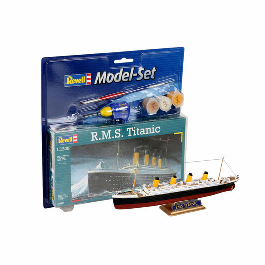 Revell Model Set RMS Titanic, Schiff, Modellbausatz mit Farben und Kleber, 40 Teile, ab 10 Jahren, 65804