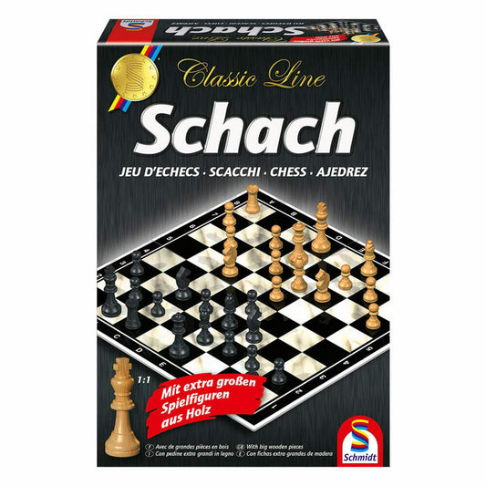 Schmidt Spiele Classic Line, Schach, mit extra großen Spielfiguren, Familienspiel - Classic Line, bis 2 Spieler, 49082