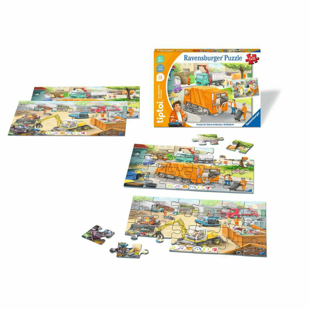 Ravensburger tiptoi puzzle for little explorers: garbage collection, children's puzzle, children's game, educational game, 00172