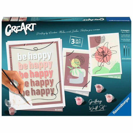 Ravensburger CreArt Gallery Wall Set - Abstract Shapes, Malen nach Zahlen, Malset, Malvorlage, 23552