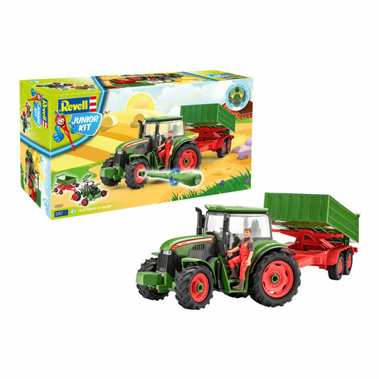 Revell Junior Kit Traktor mit Anhänger, mit Spielfigur, Modellbausatz für Kinder, 67 Teile, ab 4 Jahren, 00817