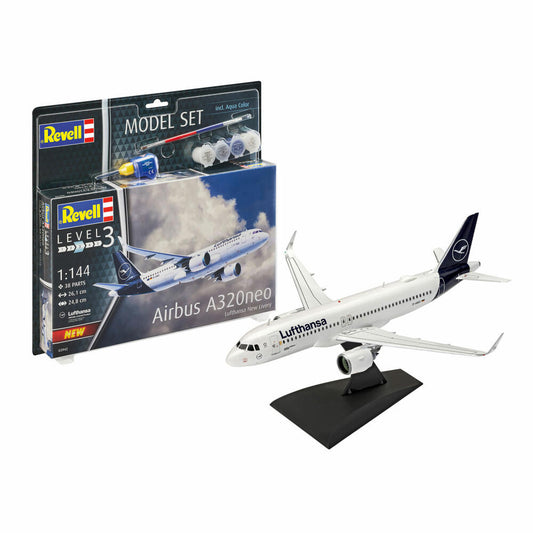 Revell Model Set Airbus A320neo Lufthansa New Livery, Flugzeug, Modellbausatz, Modell Bausatz, 38 Teile, ab 10 Jahre, 63942