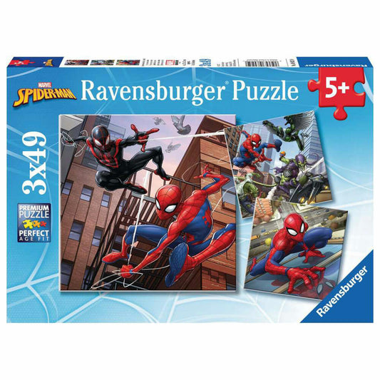 Ravensburger Spider-Man protects the city, puzzle, children's puzzle, laying game, 3 x 49 pieces, 08025