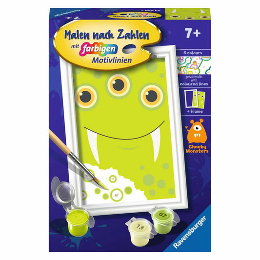 Ravensburger Paint by Numbers Green Monster, Painting Set, Coloring Page, Children, from 7 years, 23628