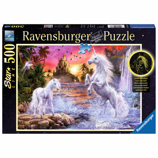 Ravensburger Puzzle Unicorns at the River, Star Line, Illuminated Puzzle, Adult Puzzle, Premium Puzzle, 500 Pieces, 14873 8