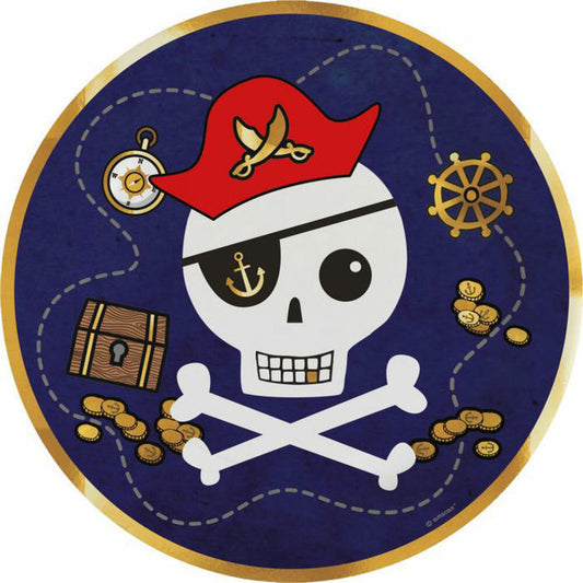 Amscan 8 Plates Pirates Map round paper 23 cm
