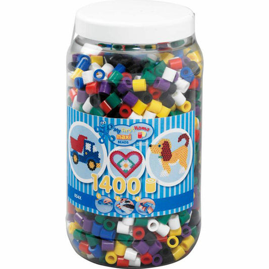 Hama Bügelperlen Maxi - Vollton Mix 1400 Perlen (6 Farben) in Aufbewahrungsdose