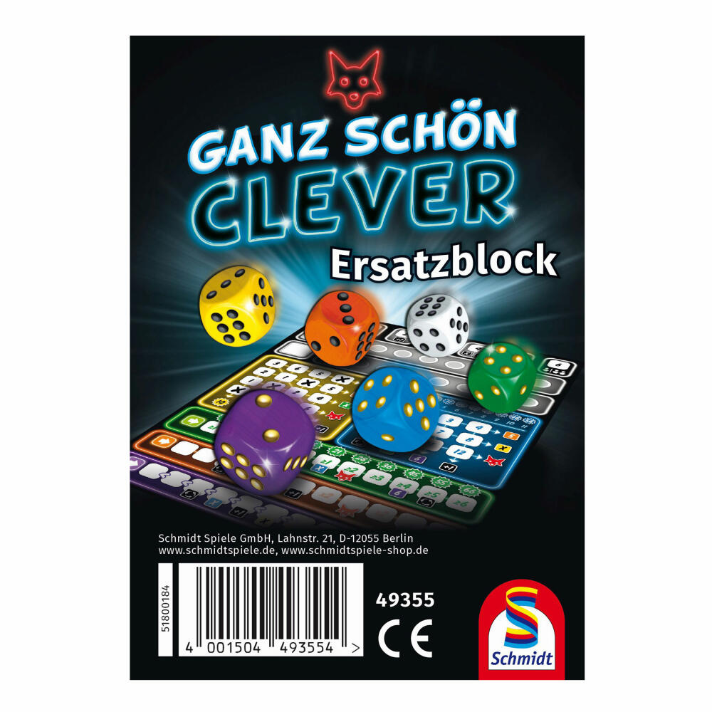 Schmidt Spiele Ganz Schön Clever!, Einzelblock 75 Blatt, Ersatzblock, Spielblock, 49355