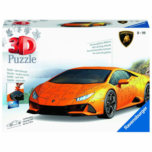 Ravensburger 3D Puzzle Lamborghini Huracán Evo, Puzzle Game, Children's Puzzle, 108 Pieces, 11238