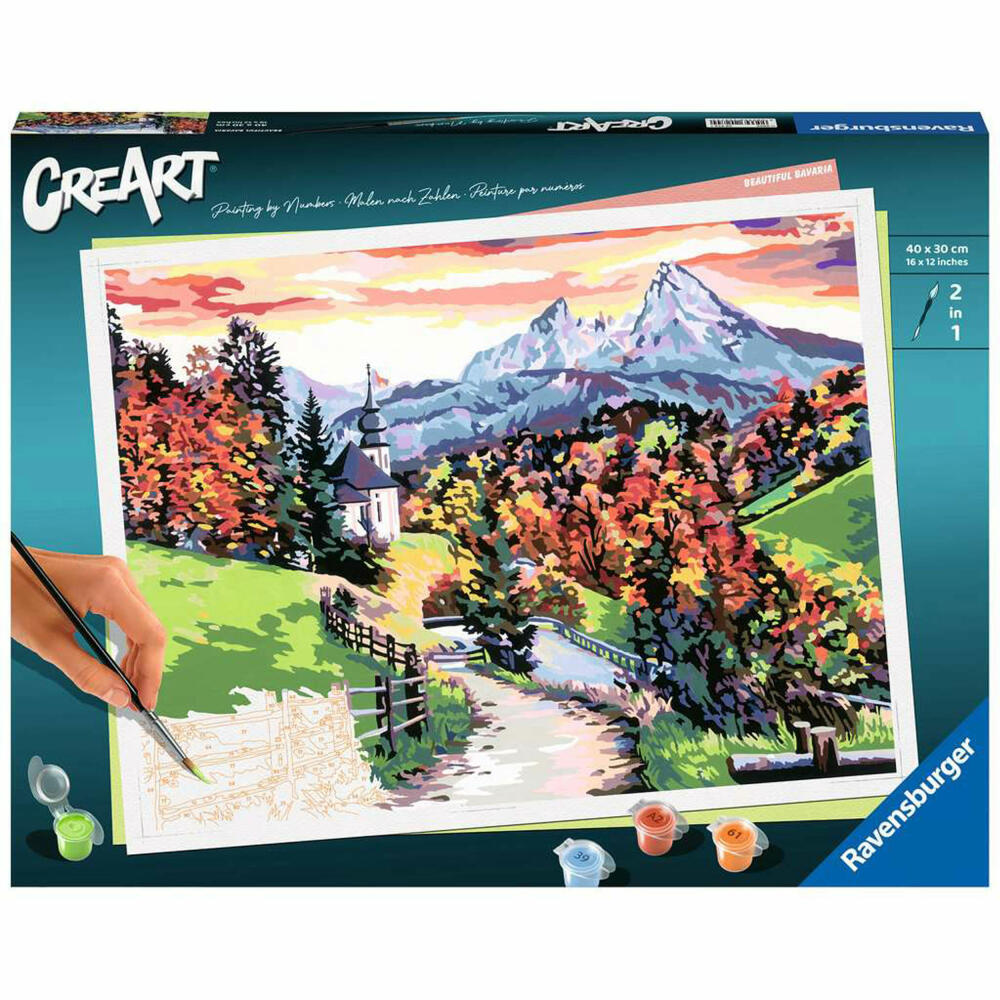 Ravensburger CreArt Beautiful Bavaria, Malen nach Zahlen, Malset, Malvorlage, Malen, 20274