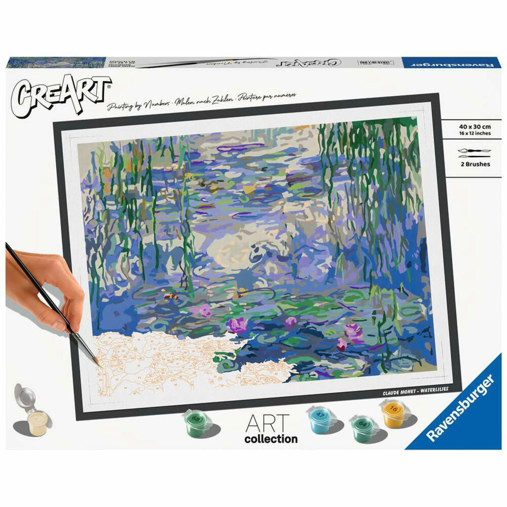 Ravensburger CreArt ART Collection: Waterlilies Monet, Malen nach Zahlen, Malset, Malvorlage, Malen, 23651