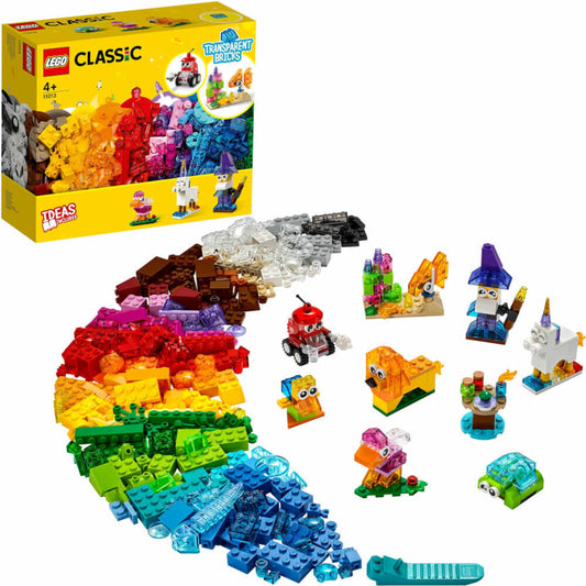 LEGO Classic Creative Building Set, 500 pcs, with transparent bricks, construction set, building blocks, toy, ages 4 and up, 11013