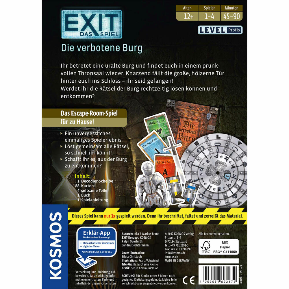 KOSMOS Exit - The Game - The Forbidden Castle, Escape Game, Game, Level Professionals, from 12 years, 692872