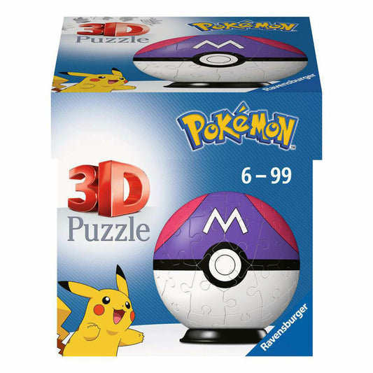 Ravensburger 3D Puzzle Ball Pokémon Master Ball, Puzzle Ball, Puzzles, 54 Pieces, from 6 Years, 11564