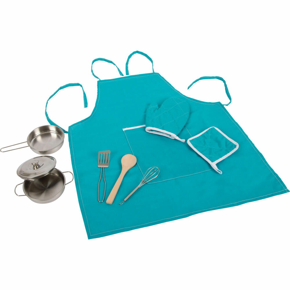 Legler small foot cooking set with apron, 8-piece, children's apron, wooden spoon, children's kitchen, accessories, 11966