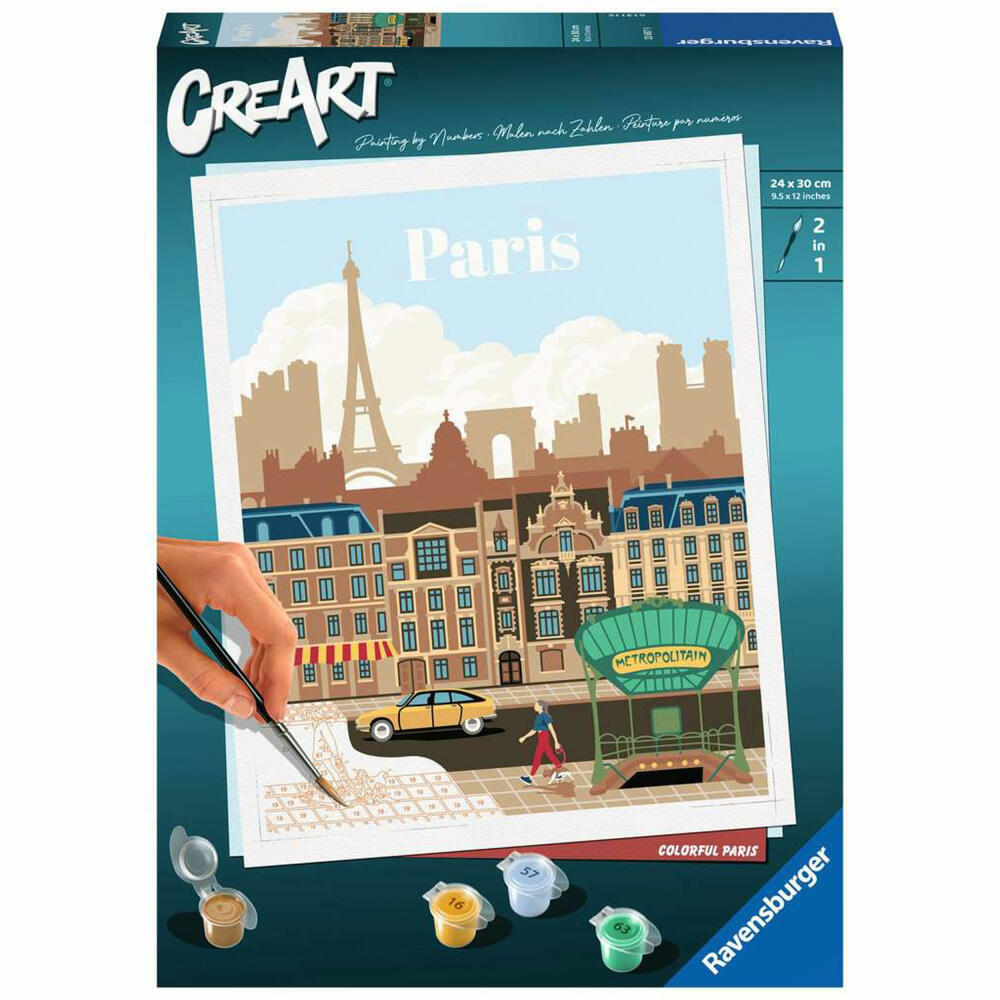 Ravensburger CreArt Colorful Paris, Malen nach Zahlen, Malset, Malvorlage, Malen, 23687